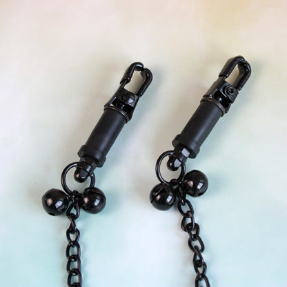 Crab Claw Twist Nipple Clamps with Chain & Bells