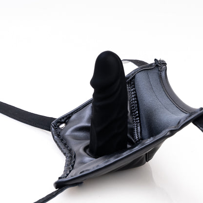 Premium Vegan Leather Dildo Gag Mask - Concealed Oral Restraint