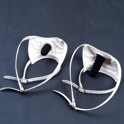 Premium Vegan Leather Dildo Gag Mask - Concealed Oral Restraint