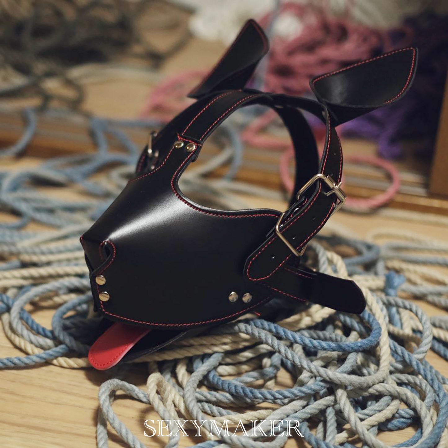 BDSM Pet Play - Bondage Leather Dog Head Hood
