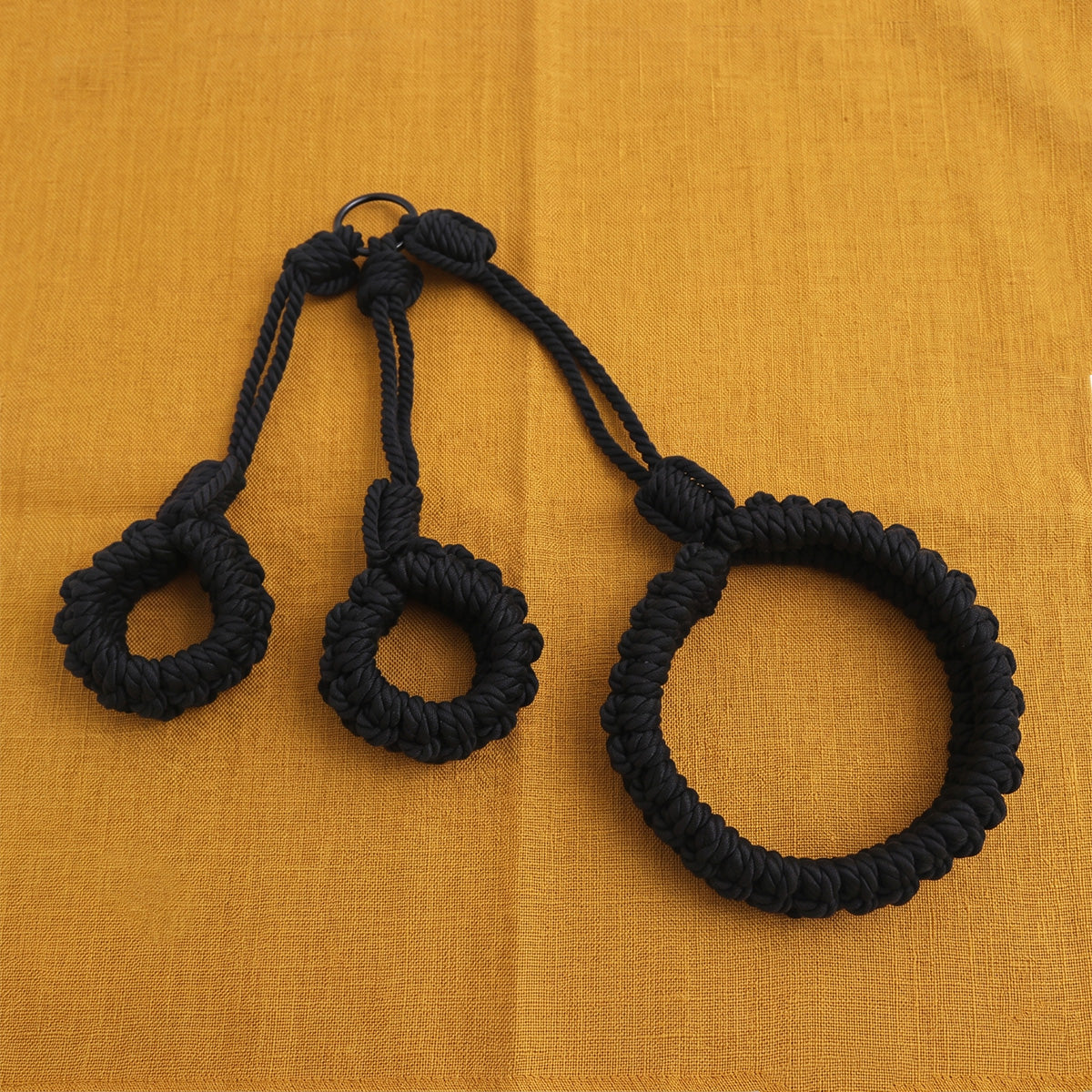 Hand-Woven Cotton Rope Neck to Wrist Restraint - Black