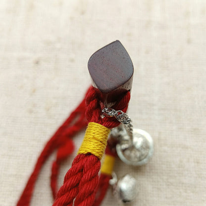Authentic Japanese Wood Gag with Red Jute Rope & Sensory Bells