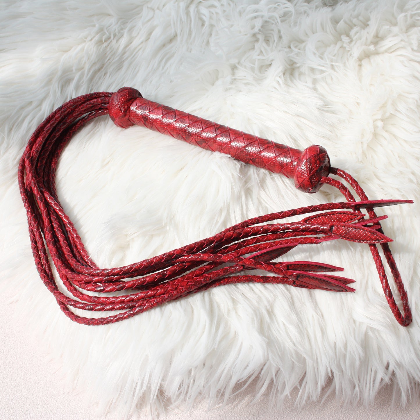 Luxurious Wine Red Cowhide Nine-Tail Whip – 80cm of Precision & Power
