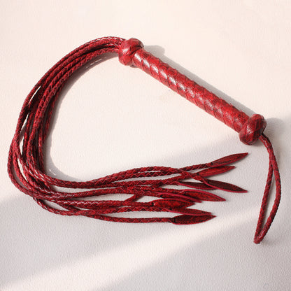 Luxurious Wine Red Cowhide Nine-Tail Whip – 80cm of Precision & Power