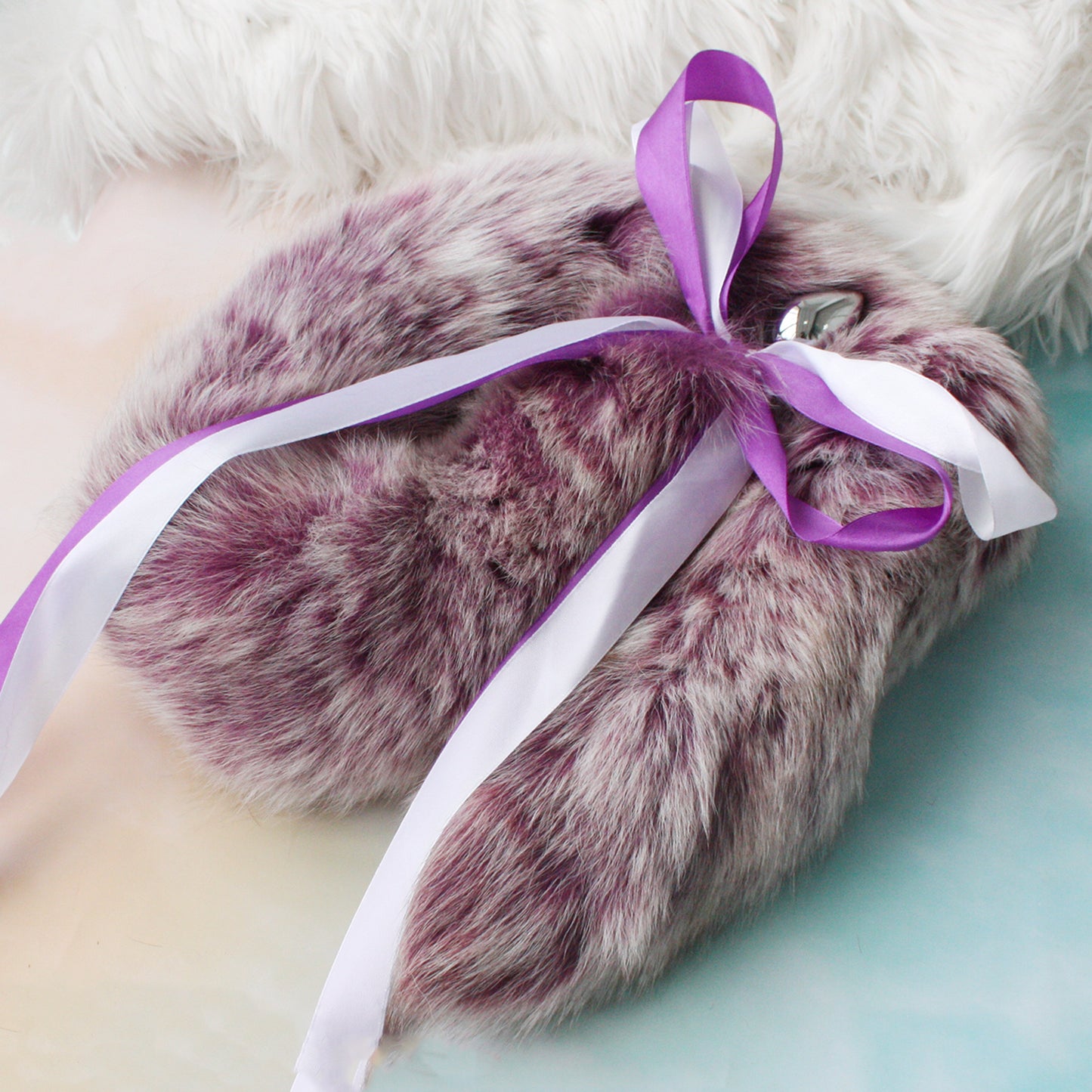 Luxurious Purple Fluffy Tail Stainless Butt Plug For Pet Play - Customizable Tail Length & Plug Size