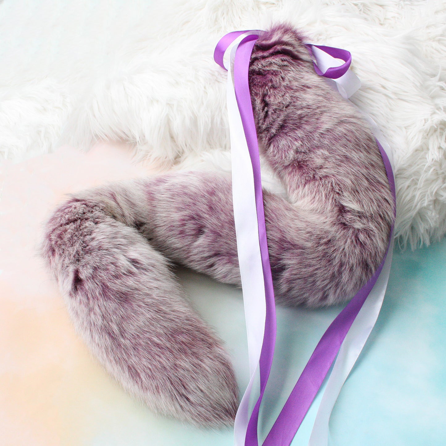 Luxurious Purple Fluffy Tail Stainless Butt Plug For Pet Play - Customizable Tail Length & Plug Size