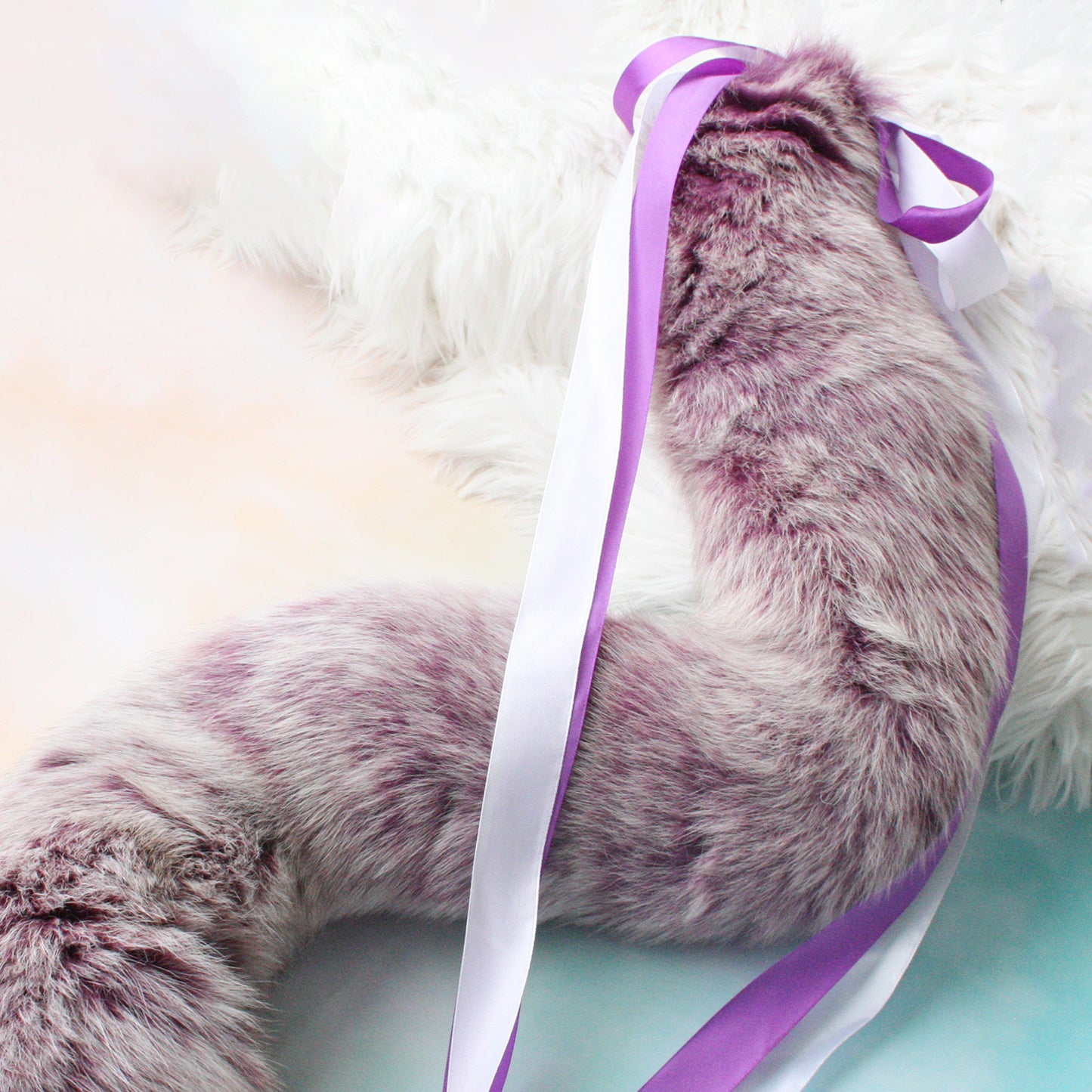 Luxurious Purple Fluffy Tail Stainless Butt Plug For Pet Play - Customizable Tail Length & Plug Size
