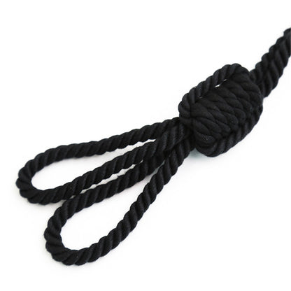 Handmade Shibari Rope Handcuffs with Leash Black