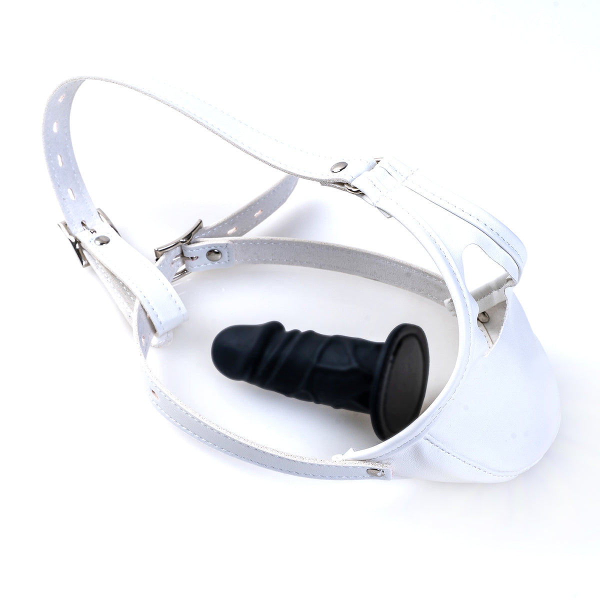 Deep Throat Fetish Hood: Vegan Leather Dildo Gag Mask