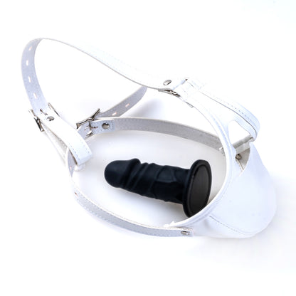 Deep Throat Fetish Hood: Vegan Leather Dildo Gag Mask