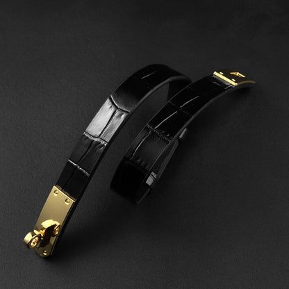 Luxurious Crocodile Print Genuine Leather Restraint Collar with Lead