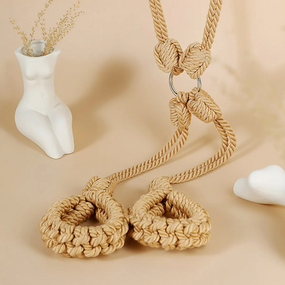 Shibari Rope Handcuffs&Ankle Cuffs Set Beige