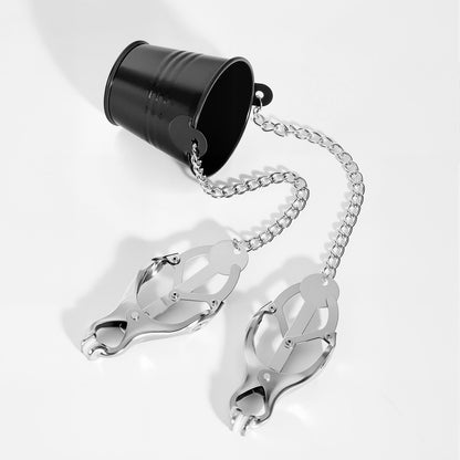 Central Bucket Y-Chain Nipple Clamps - Dual Inward Torment