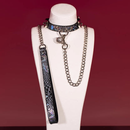 Triple Ring BDSM Collar with Sweet Bell Pink/Black