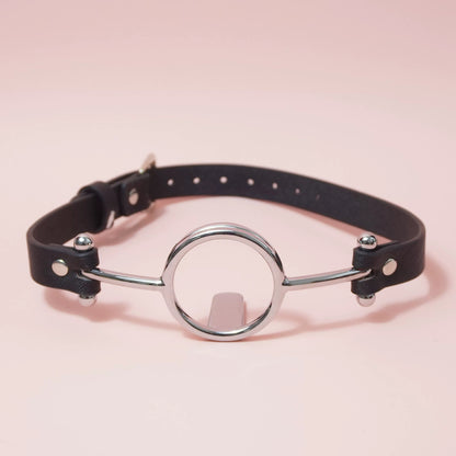 Silver Metal O-Ring Tongue Depressor Deepthroat Gag
