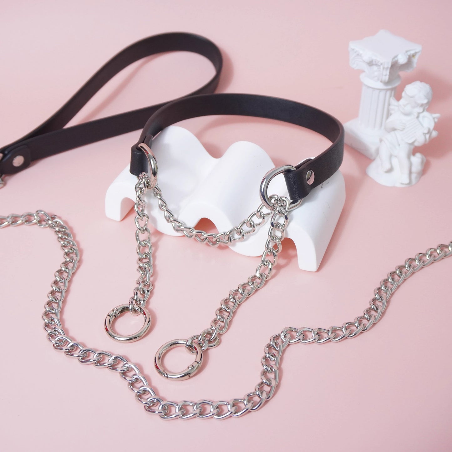 Absolute Command - Martingale Chain Bondage Collar with Lead For BDSM Play