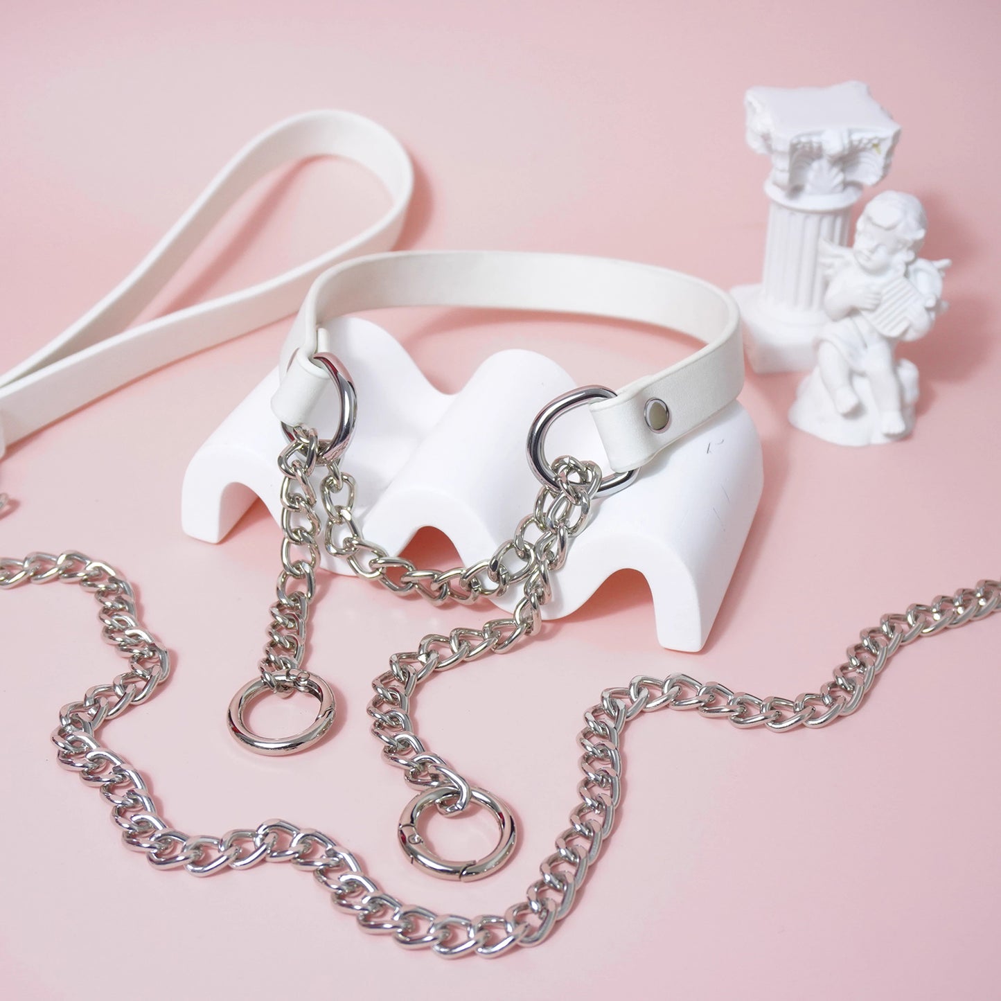 Absolute Command - Martingale Chain Bondage Collar with Lead For BDSM Play