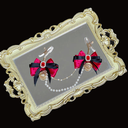 Romantic Ribbon Nipple Clamps with Teasing Chain - Adjustable (7 Colors)
