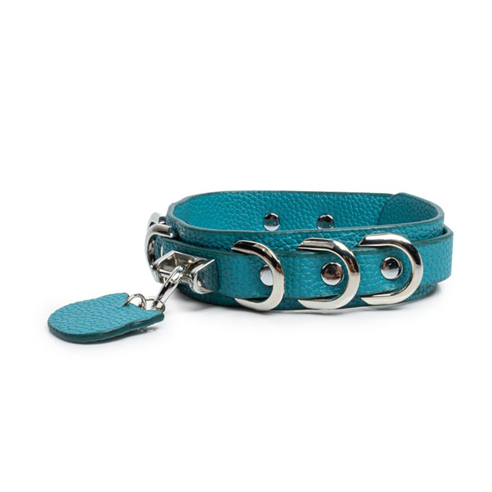 Peacock Blue Kitten Day Collar & Leash Set with Silver Cat Charm