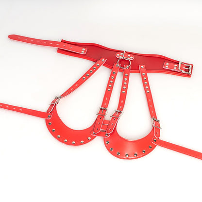 Seductive Studded Open-Bust Harness with O-Ring Collar