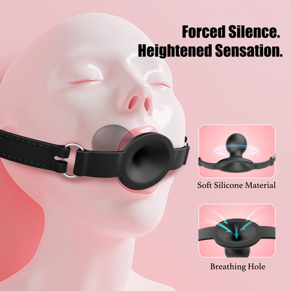 Adjustable Forced Opening-mouth Silicone Gag with Breathing Hole