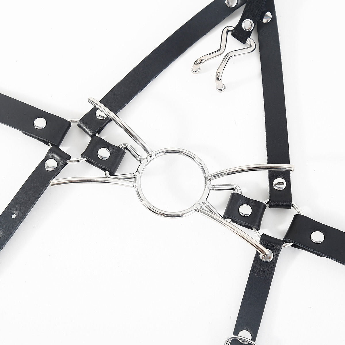 Integrated Metal Nose Hook & Open Mouth Gag | Face Bondage | Sexy Maker