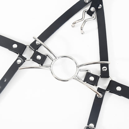 Integrated Metal Nose Hook & Open Mouth Gag | Face Bondage | Sexy Maker