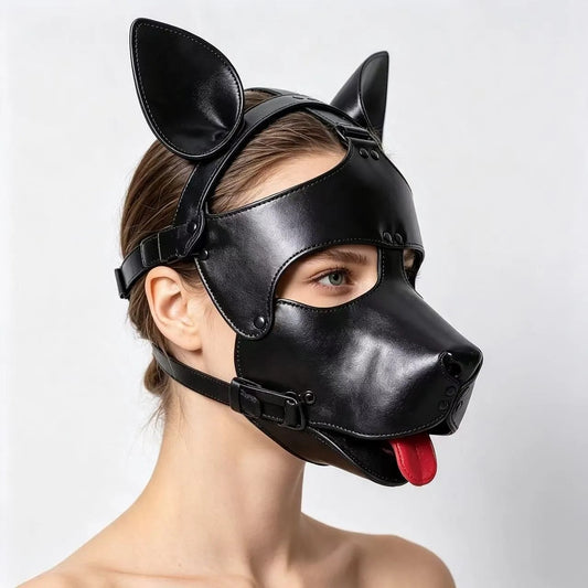 Immersive Puppy Play Mask & Fetish Hood Set | 2-Piece Vegan Leather Pet Gear