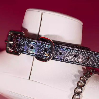 Triple Ring BDSM Collar with Sweet Bell Pink/Black