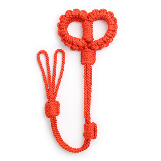 Handmade Shibari Rope Handcuffs with Leash Red