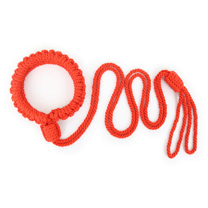 Handmade Cotton Rope Collar with Leash Red – Soft Kinky Restraint for Bondage