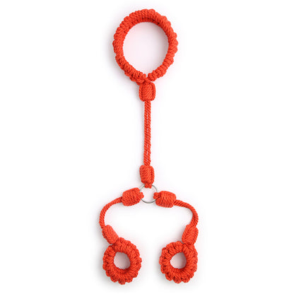 Neck to Wrist Tied Rope Restraint Cuffs Red