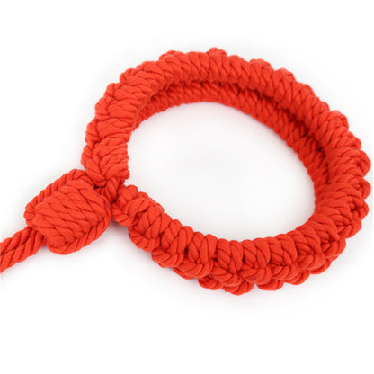 Handmade Cotton Rope Collar with Leash Red – Soft Kinky Restraint for Bondage