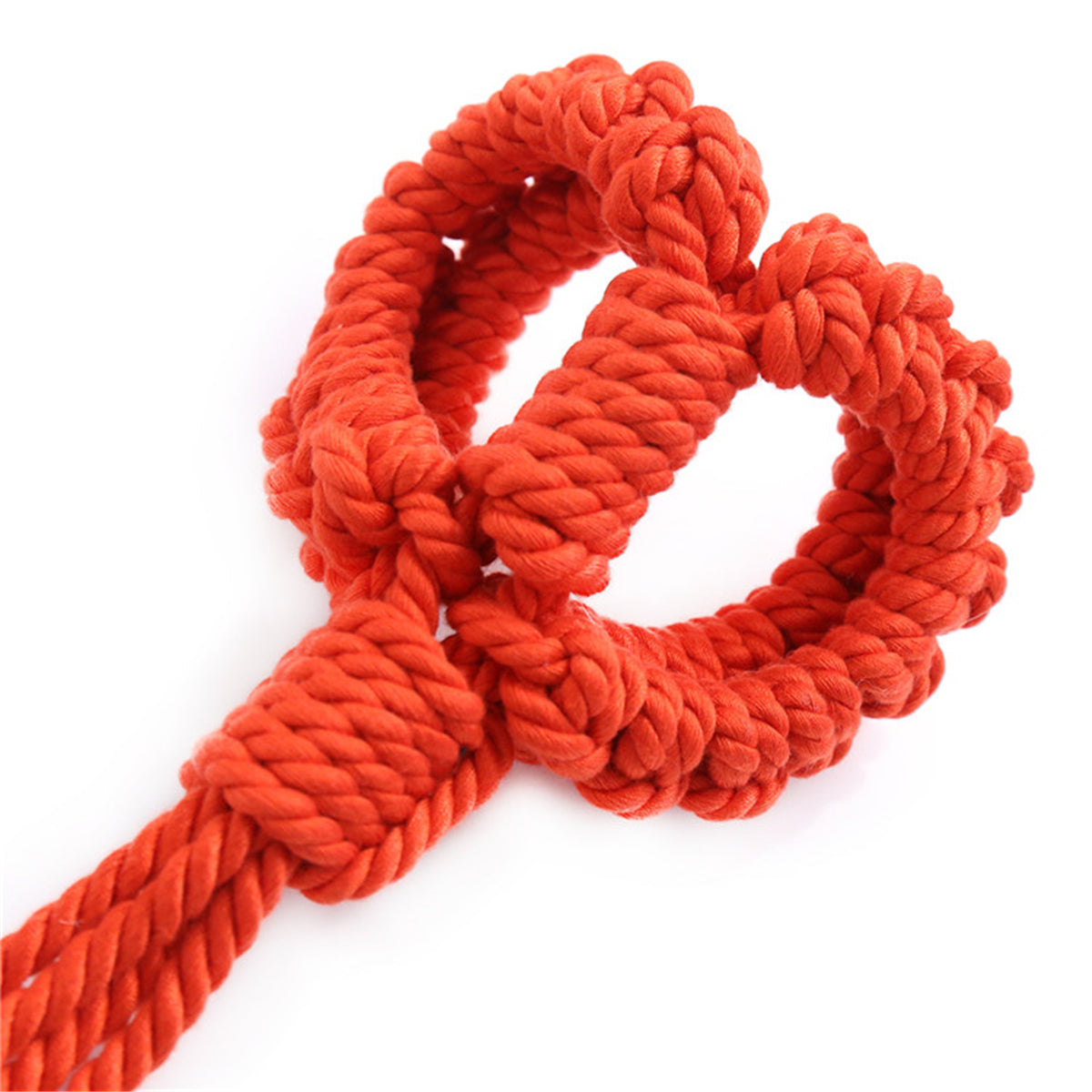 Handmade Shibari Rope Handcuffs with Leash Red