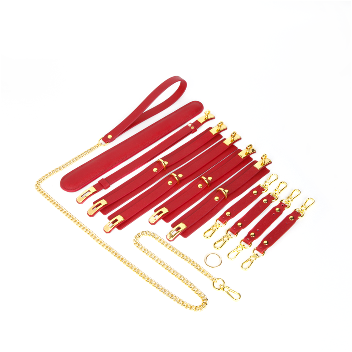 Cardinal Red Gorgeous Leather BDSM Bondage Kit (5 Piece)