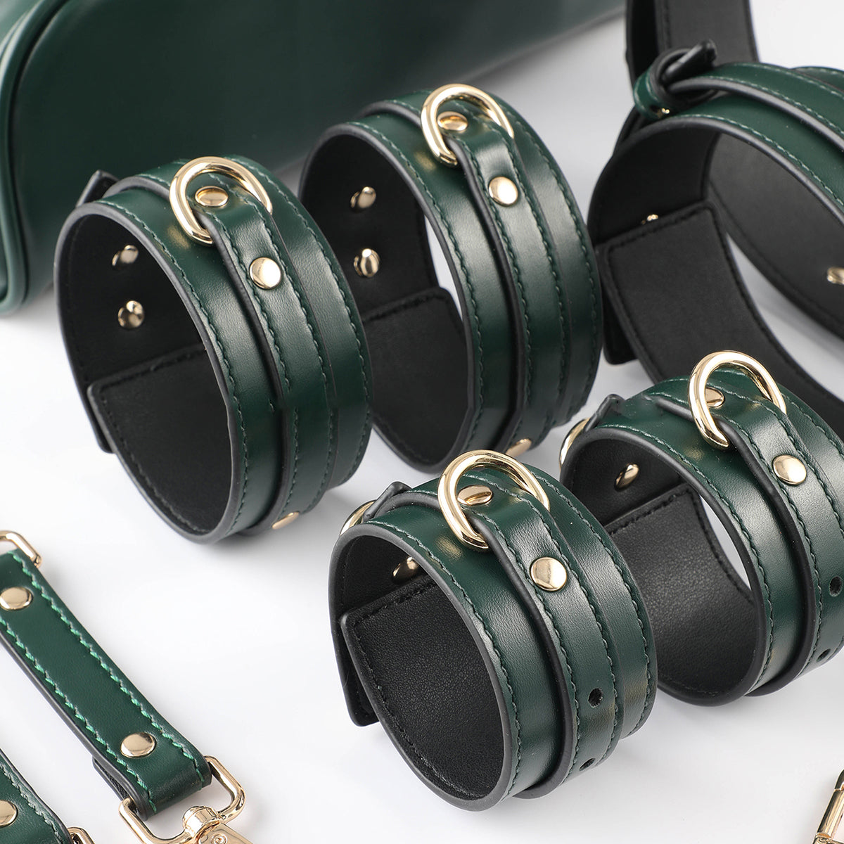 Pure Green Handcrafted Vegan PU Leather BDSM Bondage Set 6-Piece