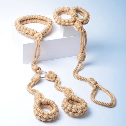 Soft Collar to Wrist Rope Restraint Beige