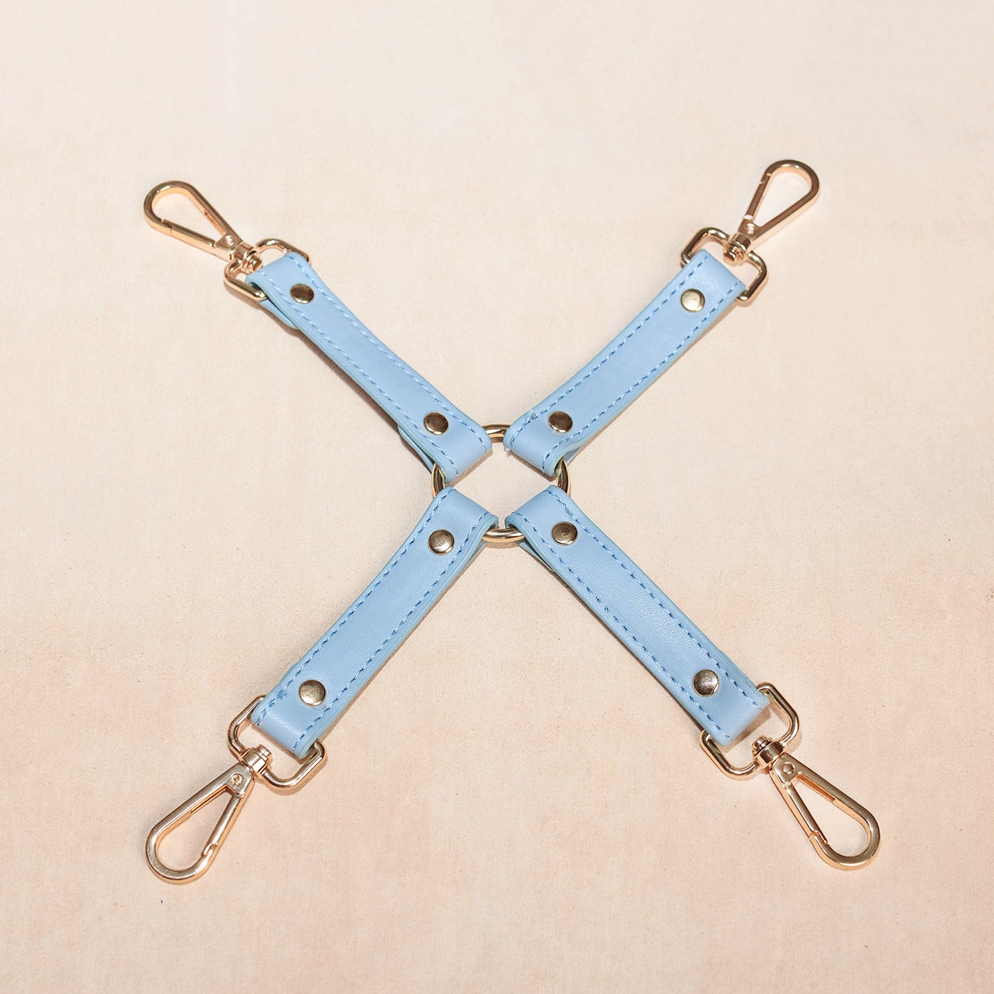 Elegant Pastel Blue Vegan Leather Bondage Set - 8 Piece Beginner's BDSM Kit