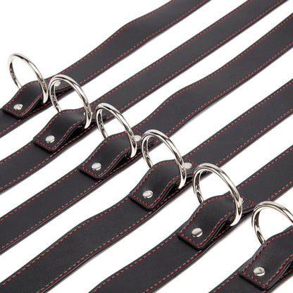 Leather Strap Full Body Restraint Belts 7-Piece Set