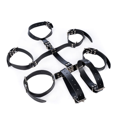 Obedient Slave Back Bondage Neck to Wrist Restraints Vegan-friendly