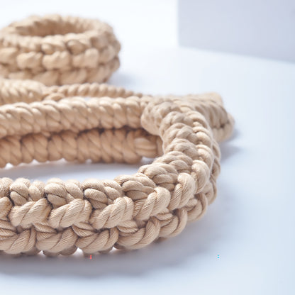 Soft Collar to Wrist Rope Restraint Beige