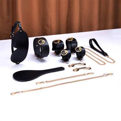 Black Crazy Wild Deluxe Leather Bondage Set 6 Piece