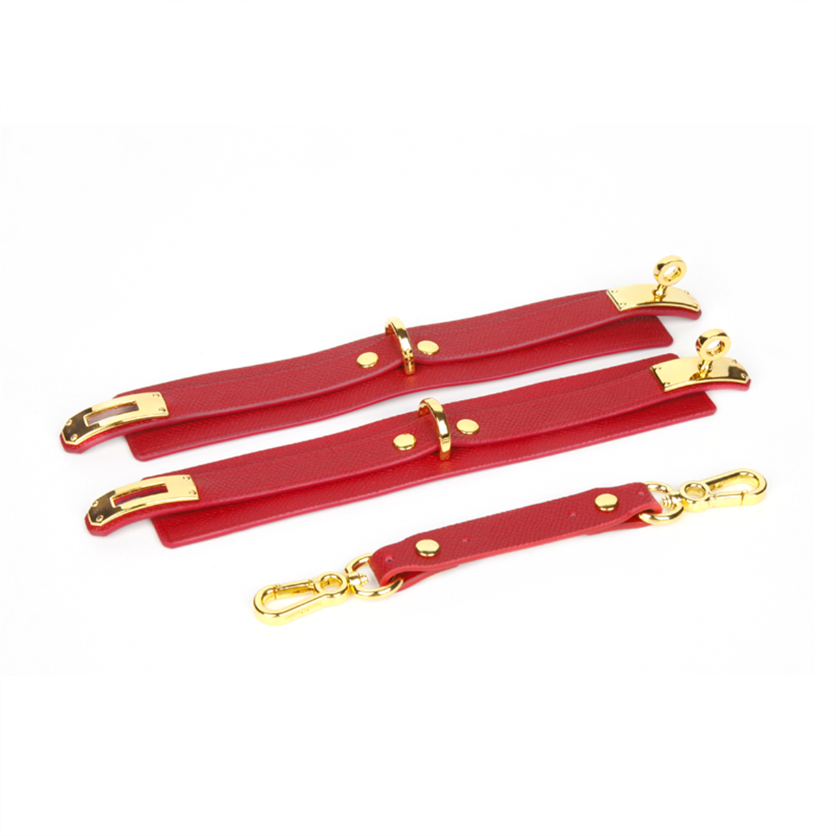 Luxury Cardinal Red BDSM Leather Restraint Bondage 5-Piece Kit