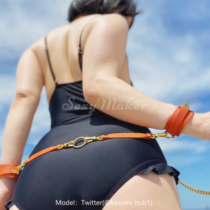 Gorgeous Sunny Orange Leather Bondage Kit